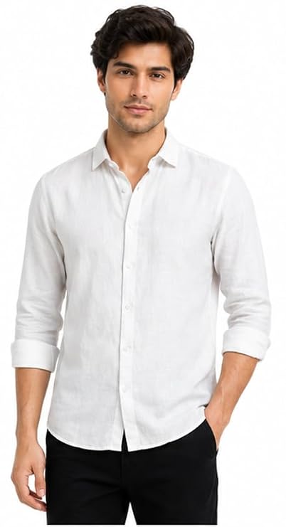 White Linen Full Sleeve Shirt for Men | Premium Comfortable Casual & Formal Wear