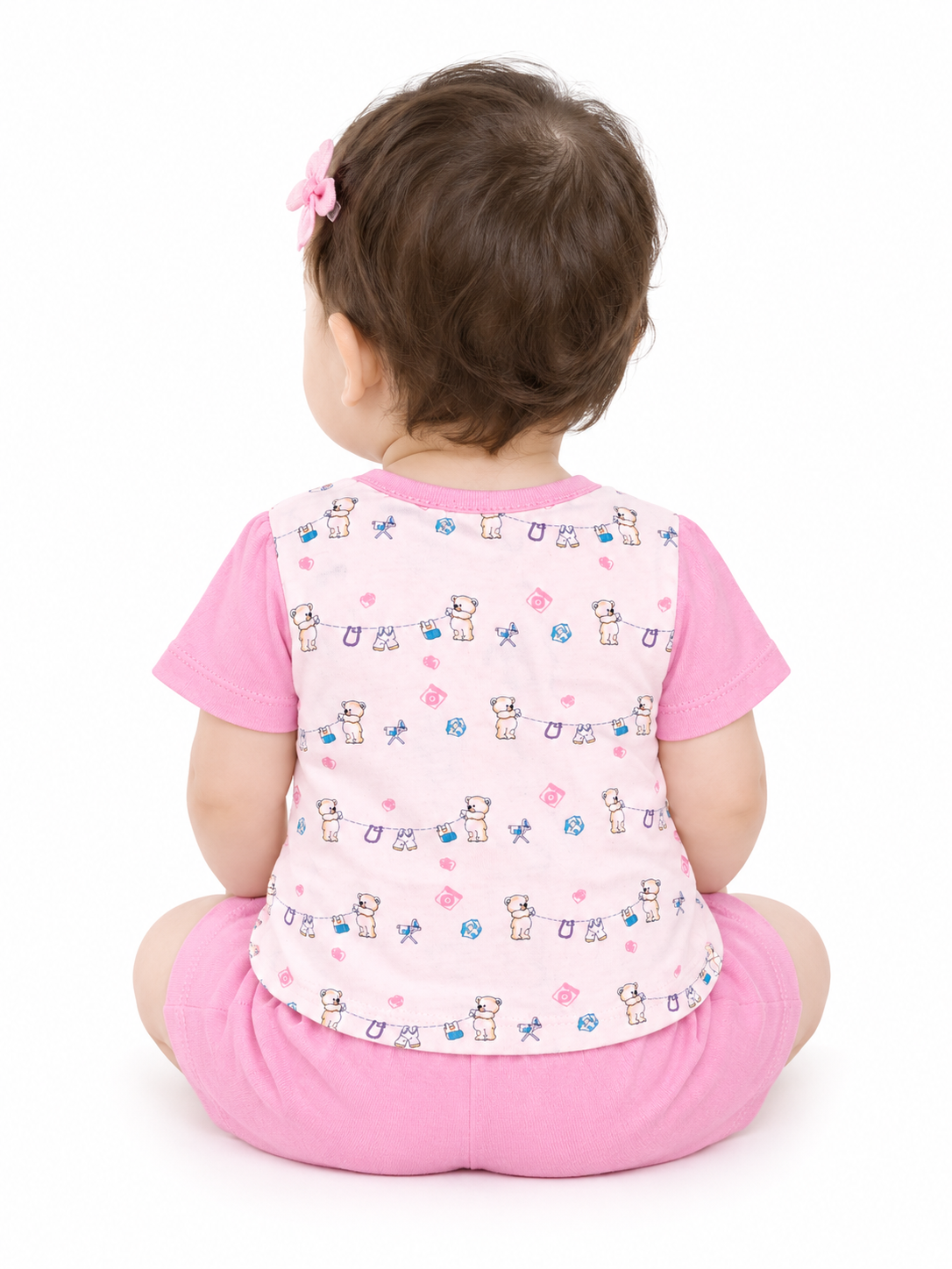 Baby Unisex Cotton Dress Set | Printed Front-Open Top & Shorts | Soft Half-Sleeve Summer Wear for Infants