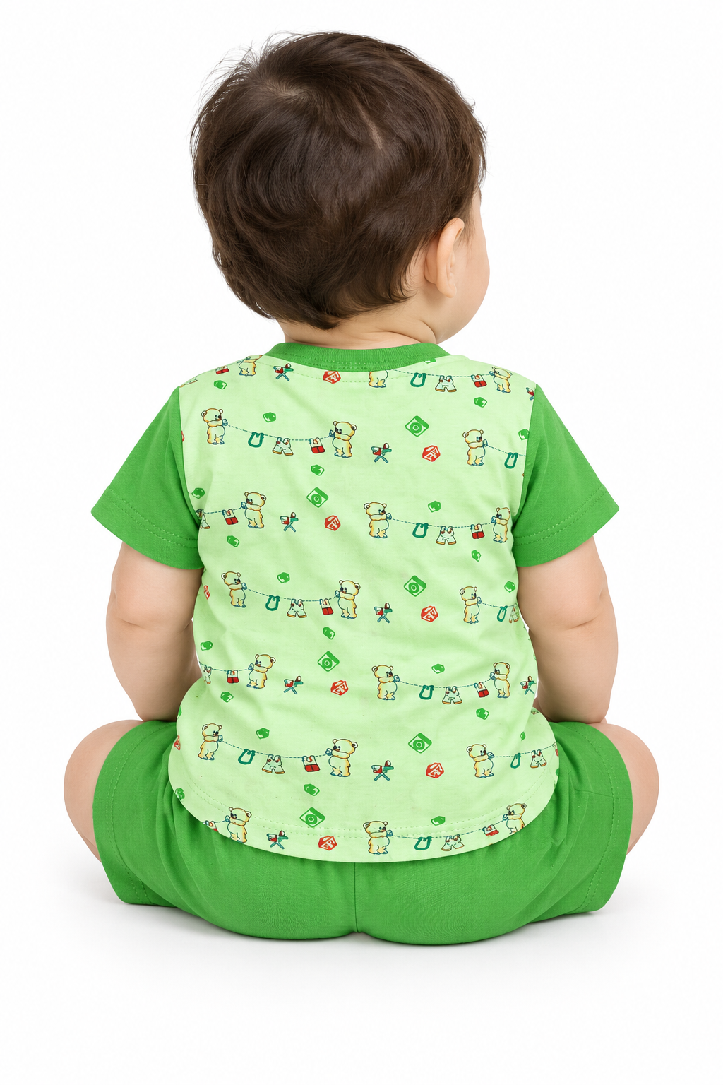 Baby Unisex Cotton Dress Set | Printed Front-Open Top & Shorts | Soft Half-Sleeve Summer Wear for Infants