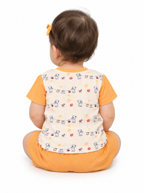 Baby Unisex Cotton Dress Set | Printed Front-Open Top & Shorts | Soft Half-Sleeve Summer Wear for Infants