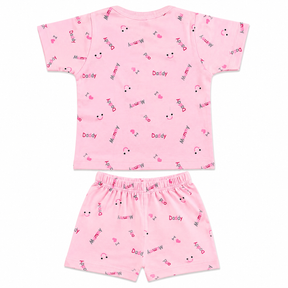 New born 2-Piece Cotton Dress Set –" I LOVE DADDY" Print Short Sleeve Top & Matching Shorts