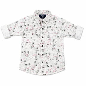 Boys White Floral Printed Full Sleeve Shirt | Stylish Casual & Party Wear Kids Shirt