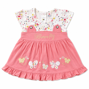 Baby Girl Butterfly Frock | Floral Print Party Wear Dress with Embroidery & Frills