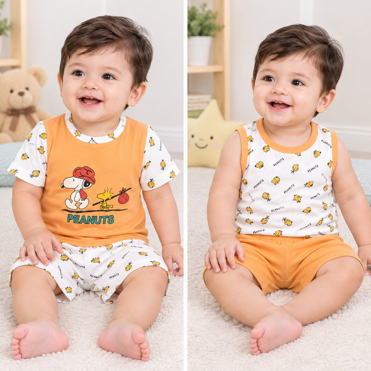 Kids’ Peanuts Cartoon Printed Combo Dress Set