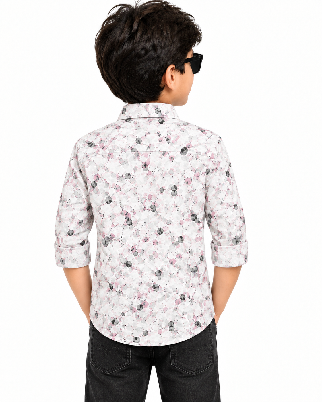 Boys White Floral Printed Full Sleeve Shirt | Stylish Casual & Party Wear Kids Shirt