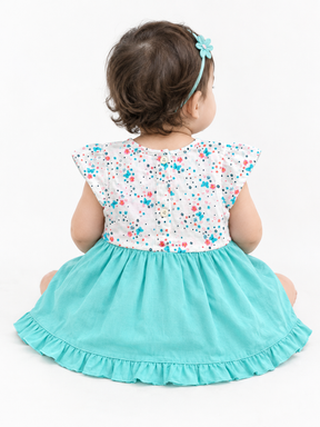 Baby Girl Butterfly Frock | Floral Print Party Wear Dress with Embroidery & Frills