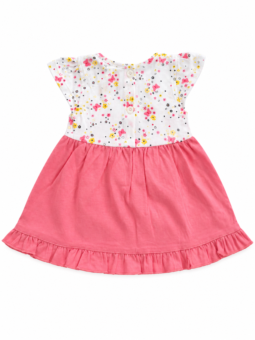 Baby Girl Butterfly Frock | Floral Print Party Wear Dress with Embroidery & Frills