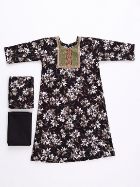 Elegant Women’s Black Floral Kurta Set with Dupatta | Stylish Ethnic Wear