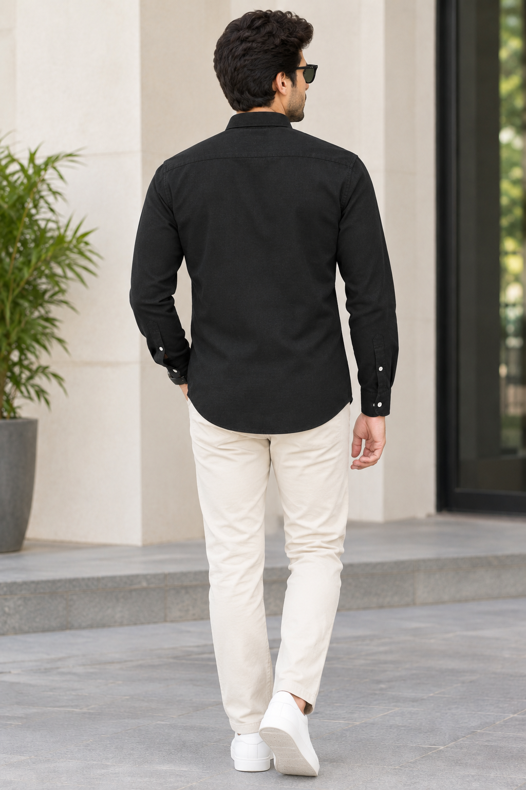Men's Black Linen Full Sleeve Solid Casual Shirt | Comfortable Regular Fit Button-Down Shirt