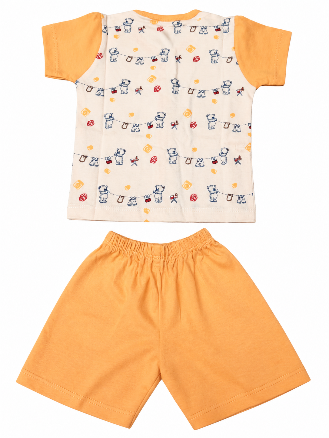 Baby Unisex Cotton Dress Set | Printed Front-Open Top & Shorts | Soft Half-Sleeve Summer Wear for Infants