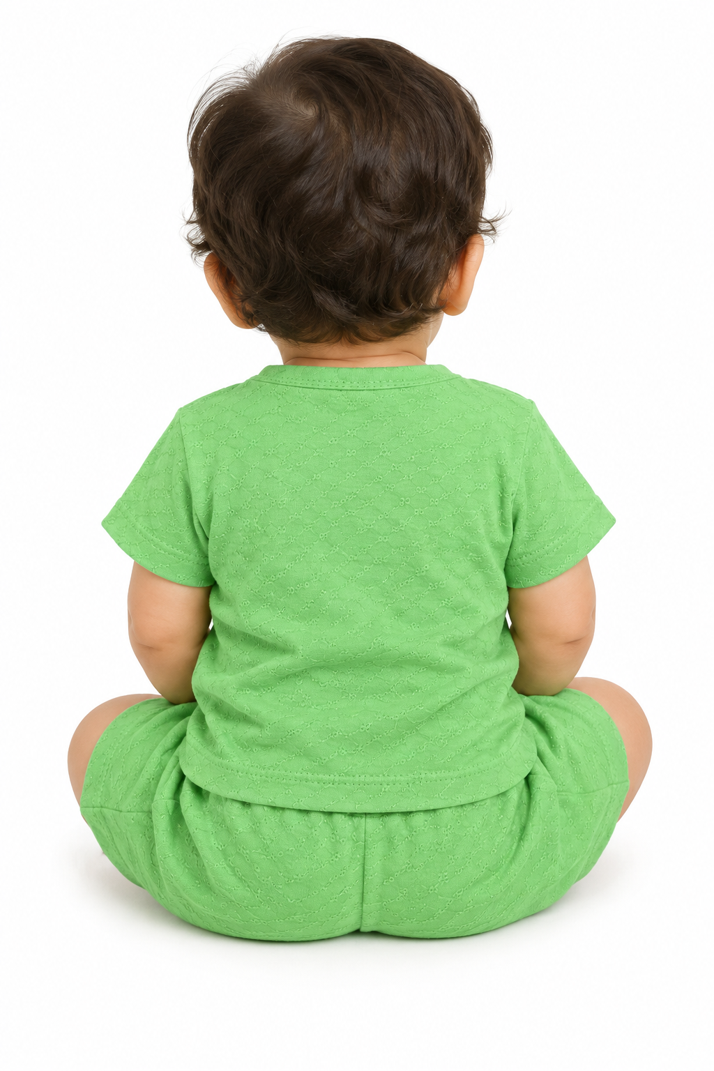 Baby Boy Cotton Dress Set with Lion Embroidery | Green Half Sleeve Top & Shorts Set | Comfortable Kids Wear