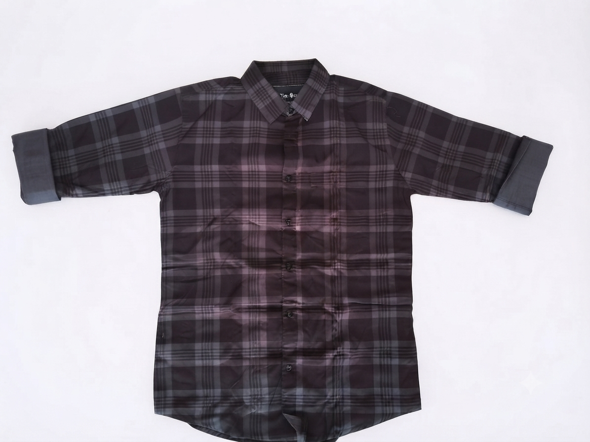 Men’s Black & Grey Checkered Full Sleeve Casual Shirt | Stylish Plaid Button-Down Shirt