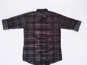 Men’s Black & Grey Checkered Full Sleeve Casual Shirt | Stylish Plaid Button-Down Shirt