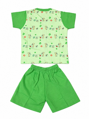 Baby Unisex Cotton Dress Set | Printed Front-Open Top & Shorts | Soft Half-Sleeve Summer Wear for Infants