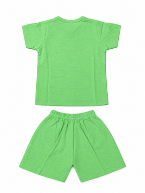 Baby Boy Cotton Dress Set with Lion Embroidery | Green Half Sleeve Top & Shorts Set | Comfortable Kids Wear