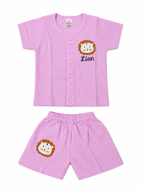 Baby Boy Cotton Dress Set with Lion Embroidery | Green Half Sleeve Top & Shorts Set | Comfortable Kids Wear