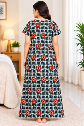 Women’s Cotton Nighty | Printed Short Sleeve Night Dress | Comfortable Cotton Nightgown for Women
