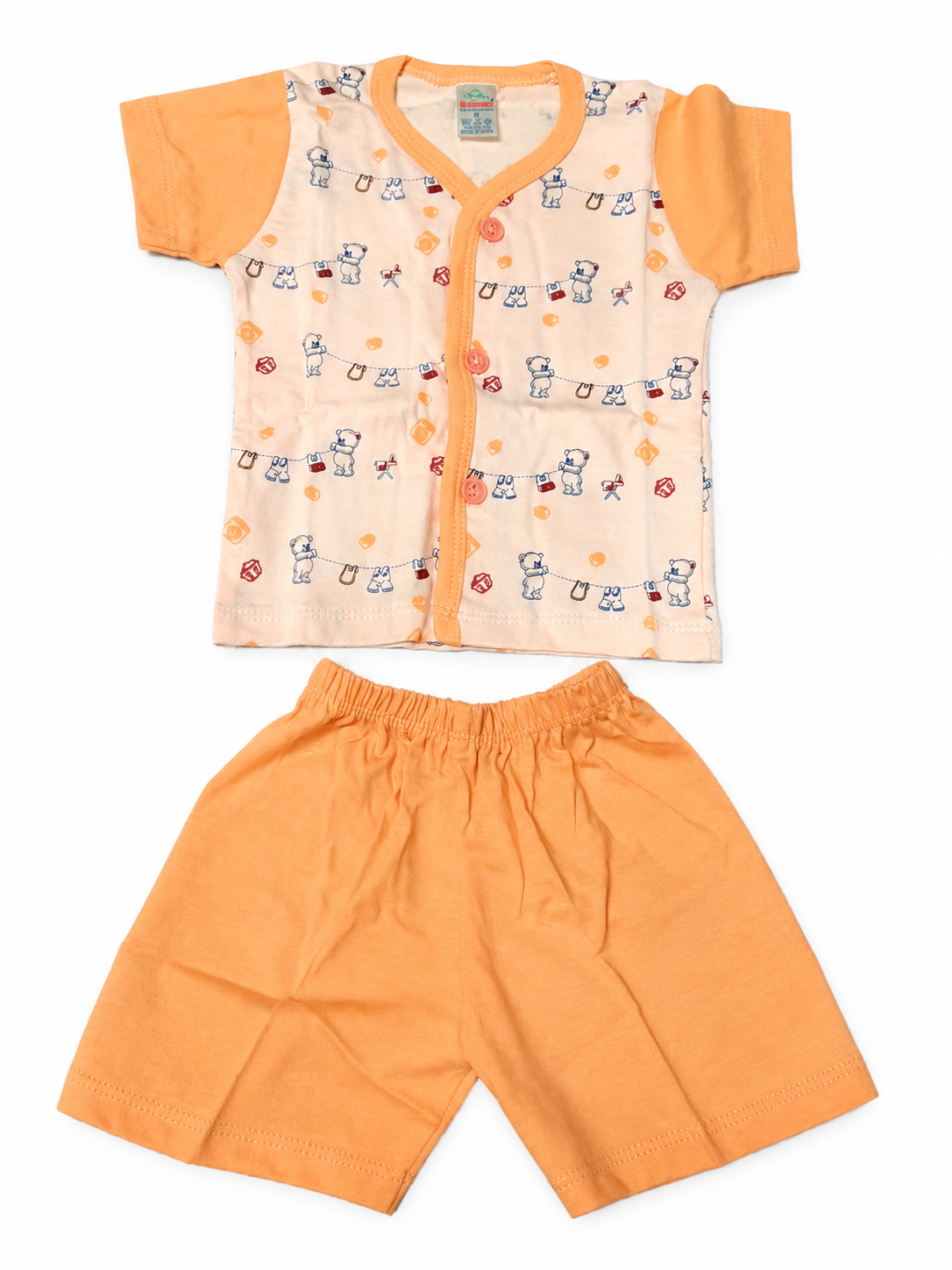 Baby Unisex Cotton Dress Set | Printed Front-Open Top & Shorts | Soft Half-Sleeve Summer Wear for Infants