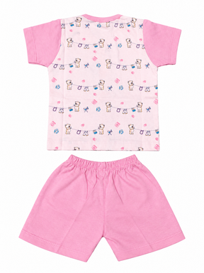 Baby Unisex Cotton Dress Set | Printed Front-Open Top & Shorts | Soft Half-Sleeve Summer Wear for Infants