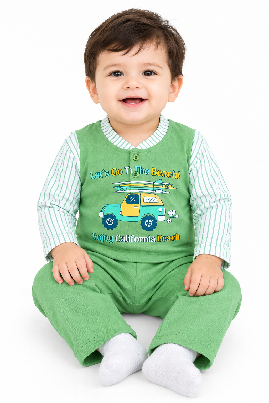Baby Boys Cotton Outfit Set | Full Sleeve Printed Top & Matching Pants | Comfortable Casual Wear for Infants & Toddlers