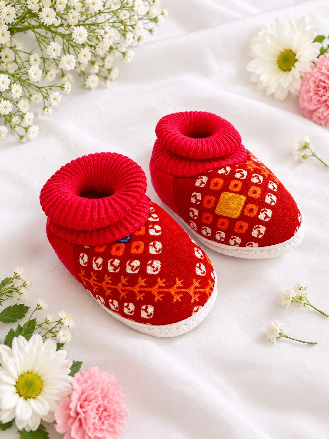 Baby Booties for Newborn Boys & Girls | Soft Fabric Booties with Warm Ribbed Cuff | Comfortable Infant Shoes for Everyday Wear