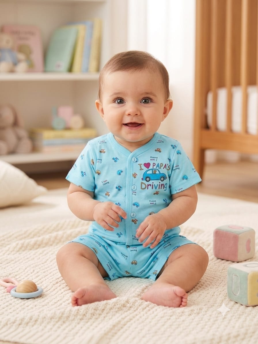 New borns Printed Romper | Cute “I Love Papa” Short Sleeve Baby Jumpsuit for Infants