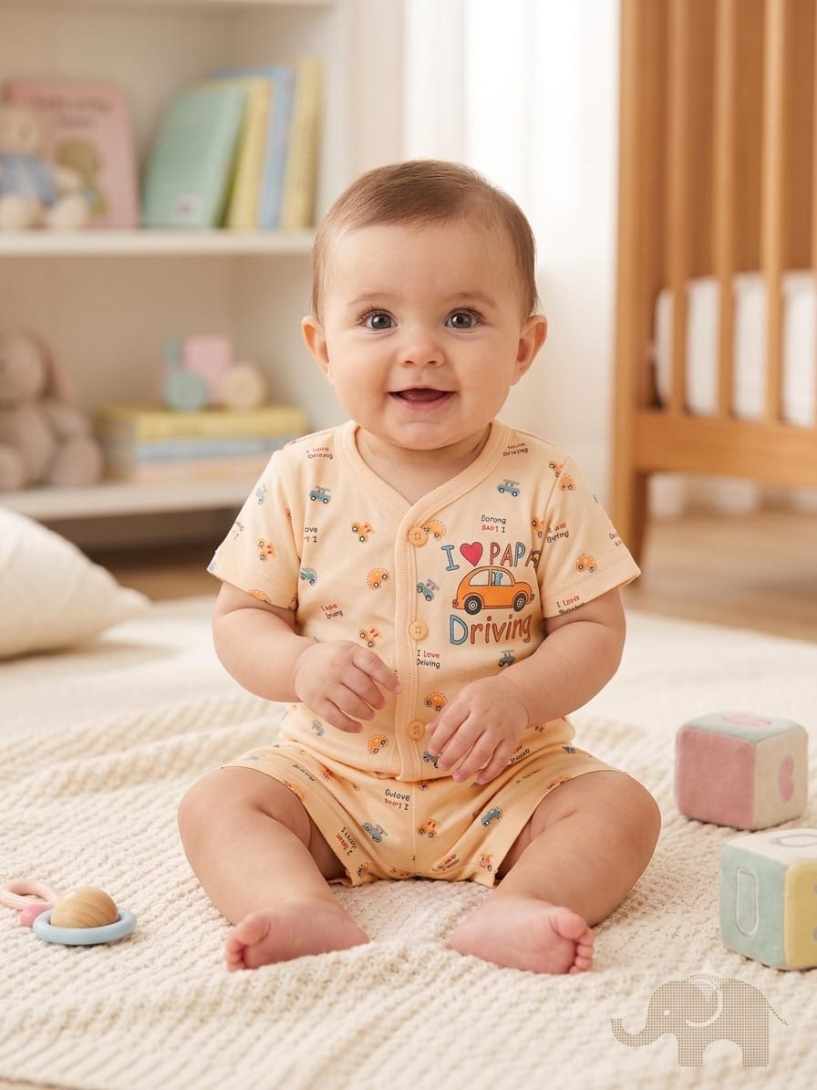 New borns Printed Romper | Cute “I Love Papa” Short Sleeve Baby Jumpsuit for Infants