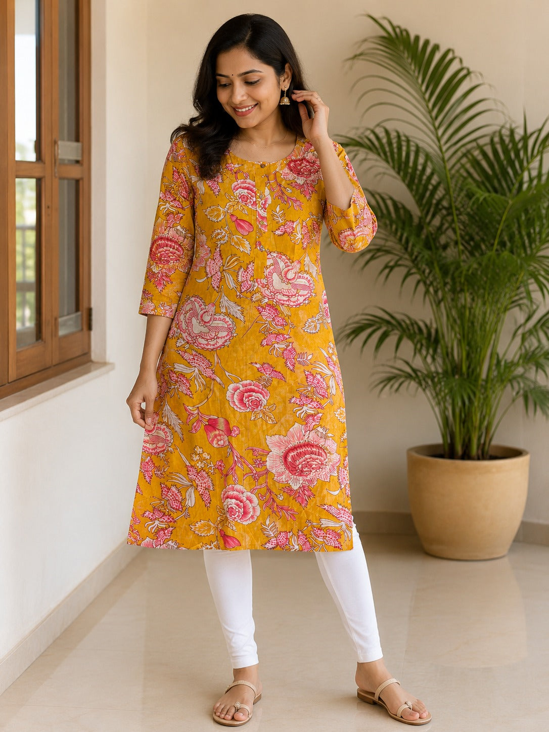 Floral Print Cotton Kurti Top for Women | Stylish Casual & Ethnic Wear