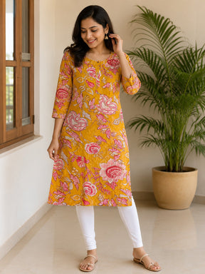 Floral Print Cotton Kurti Top for Women | Stylish Casual & Ethnic Wear