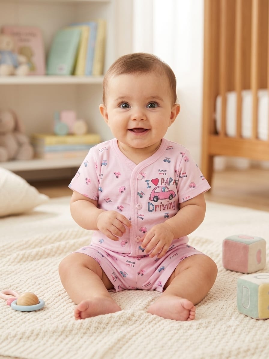New borns Printed Romper | Cute “I Love Papa” Short Sleeve Baby Jumpsuit for Infants