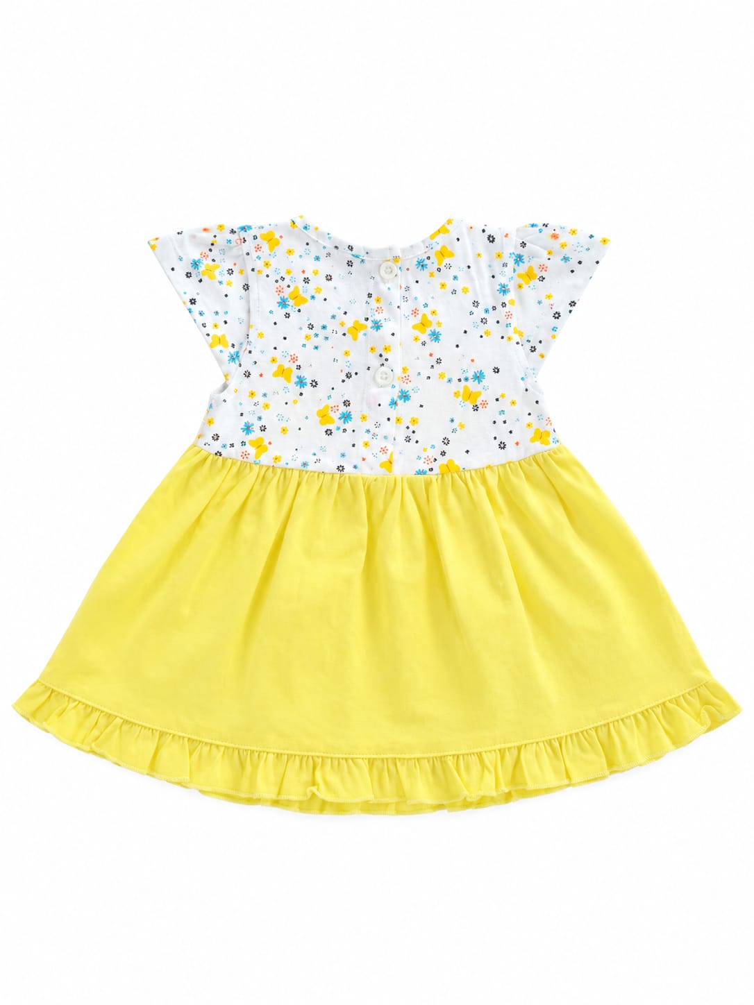 Baby Girl Butterfly Frock | Floral Print Party Wear Dress with Embroidery & Frills