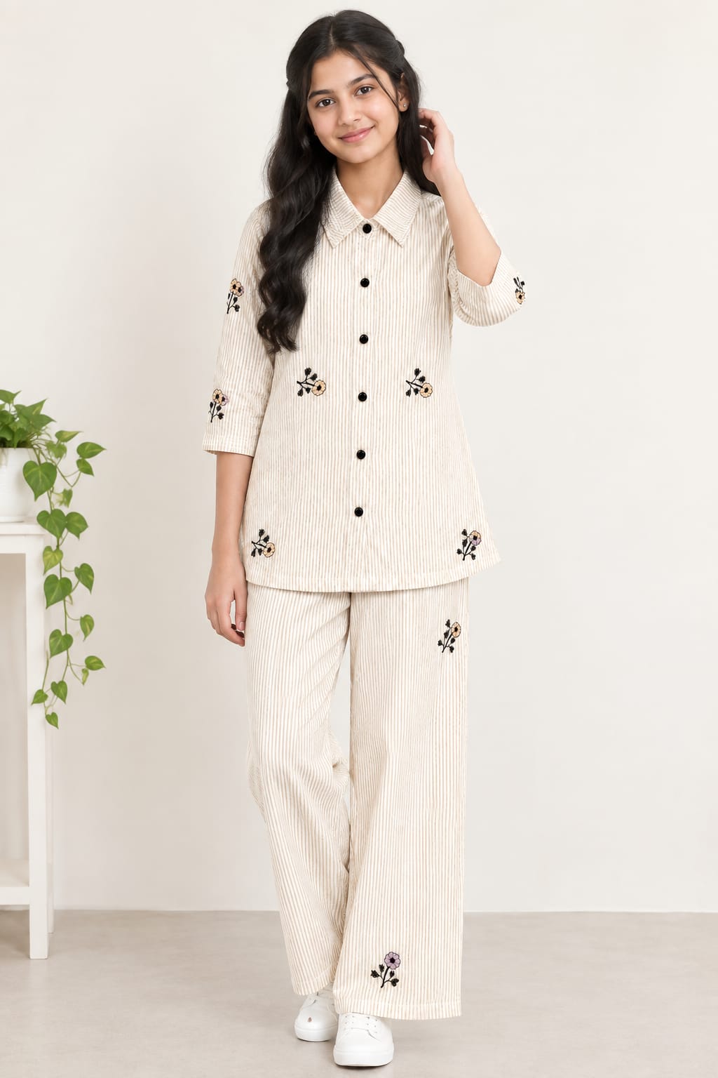 Girls Embroidered Cord Set , Stylish Top and Bottom Set, Comfortable Ethnic & Casual Wear Outfit for Girls
