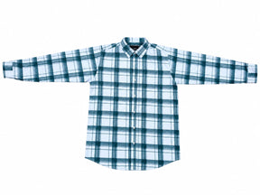 Men’s White & Denim Blue Checkered Full Sleeve Casual Shirt | Stylish Plaid Button-Down Shirt
