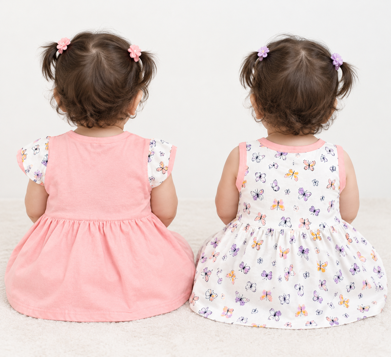 Baby Girls Frock Combo Set of 2 with Bloomers |  Butterfly Printed Cotton Frocks | Cute Summer Dress Set for Baby Girls
