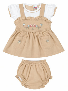 Baby Girl Cotton Frock Set with Bloomers | Embroidered Party Wear Dress | Comfortable Summer Wear