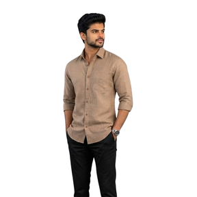 Men's  Linen Full Sleeve Shirt | Solid Check Pattern Casual & Formal Wear Shirt | Regular Fit Button-Down Shirt