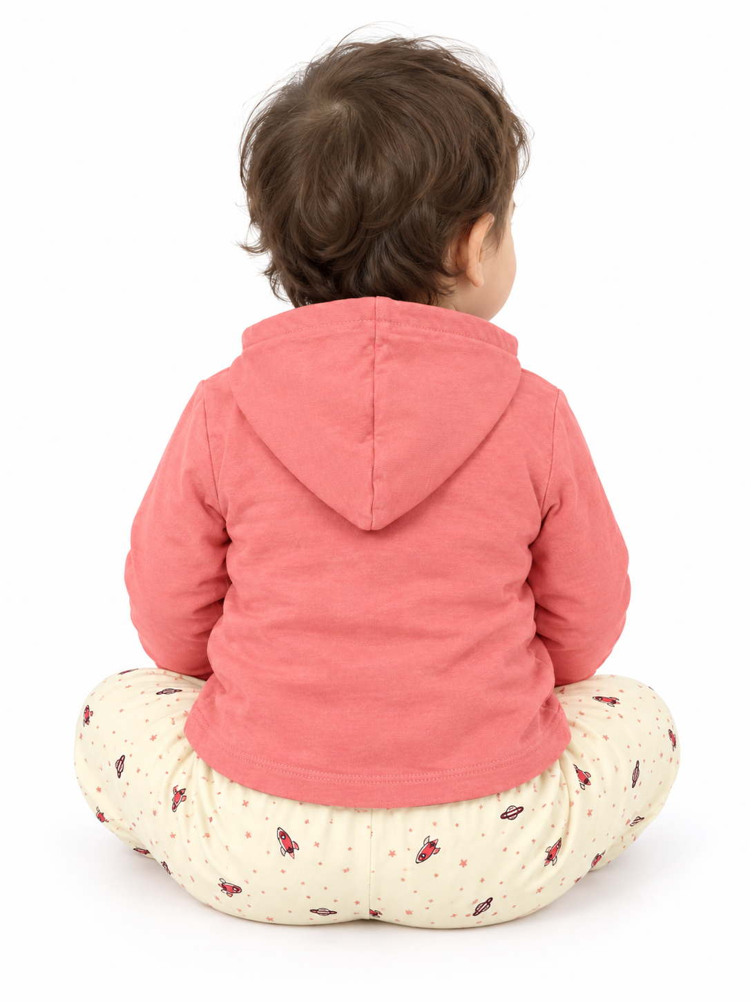 Baby Boy Cotton Hoodie Set with Printed Track Pants | Full Sleeve Hooded Jacket & Bottom Wear | Winter Wear Set