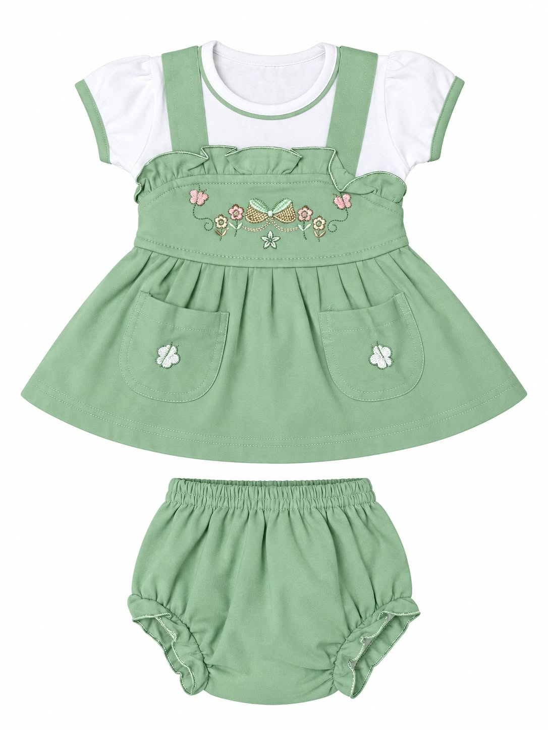 Baby Girl Cotton Frock Set with Bloomers | Embroidered Party Wear Dress | Comfortable Summer Wear