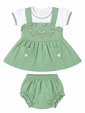 Baby Girl Cotton Frock Set with Bloomers | Embroidered Party Wear Dress | Comfortable Summer Wear