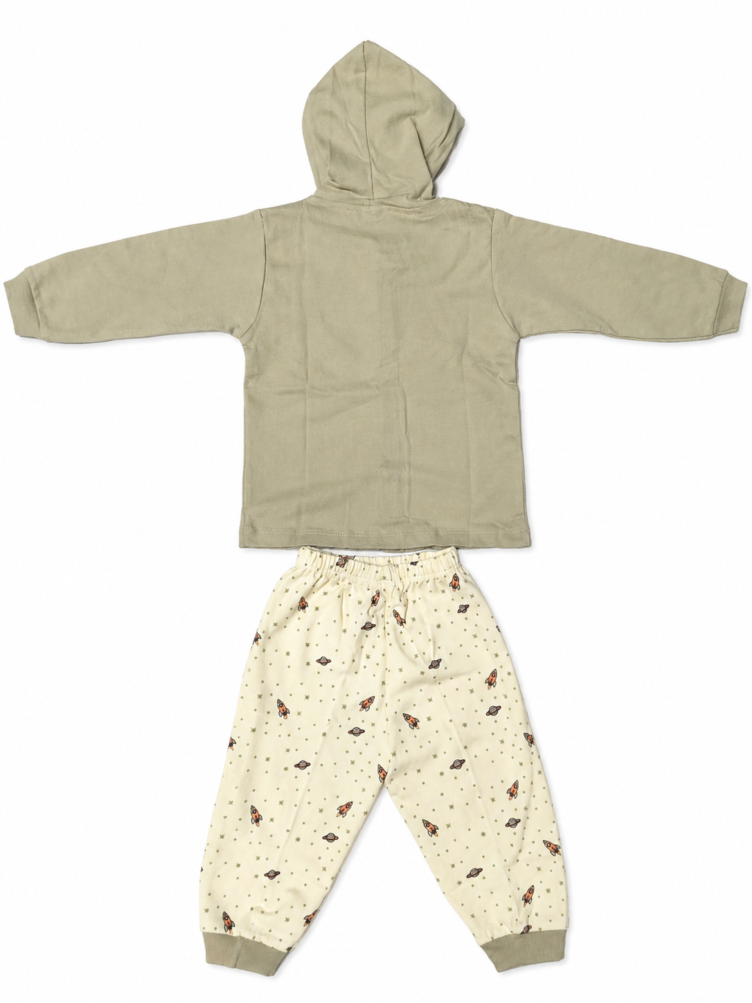 Baby Boy Cotton Hoodie Set with Printed Track Pants | Full Sleeve Hooded Jacket & Bottom Wear | Winter Wear Set