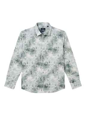 Boys Grey Floral Printed Cotton Shirt | Stylish Casual & Party Wear Kids Shirt