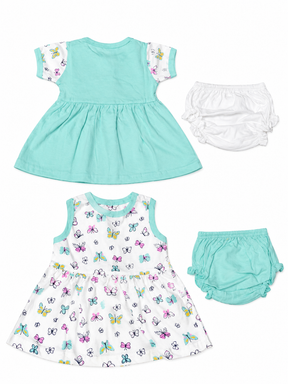 Baby Girls Frock Combo Set of 2 with Bloomers |  Butterfly Printed Cotton Frocks | Cute Summer Dress Set for Baby Girls