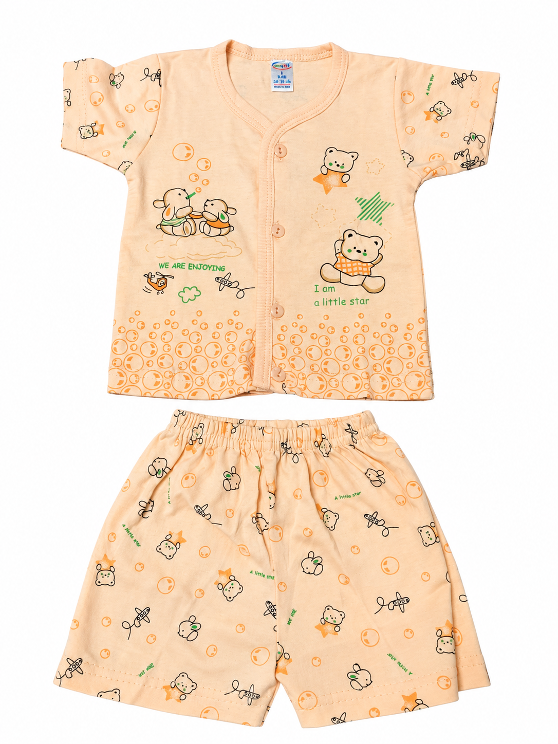 Baby Boys Cotton Dress Set with Printed Shirt & Shorts | Comfortable Casual Wear Outfit for Infants & Toddlers