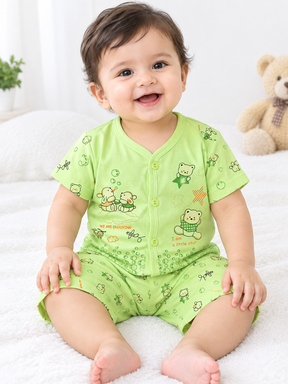 Baby Boys Cotton Dress Set with Printed Shirt & Shorts | Comfortable Casual Wear Outfit for Infants & Toddlers
