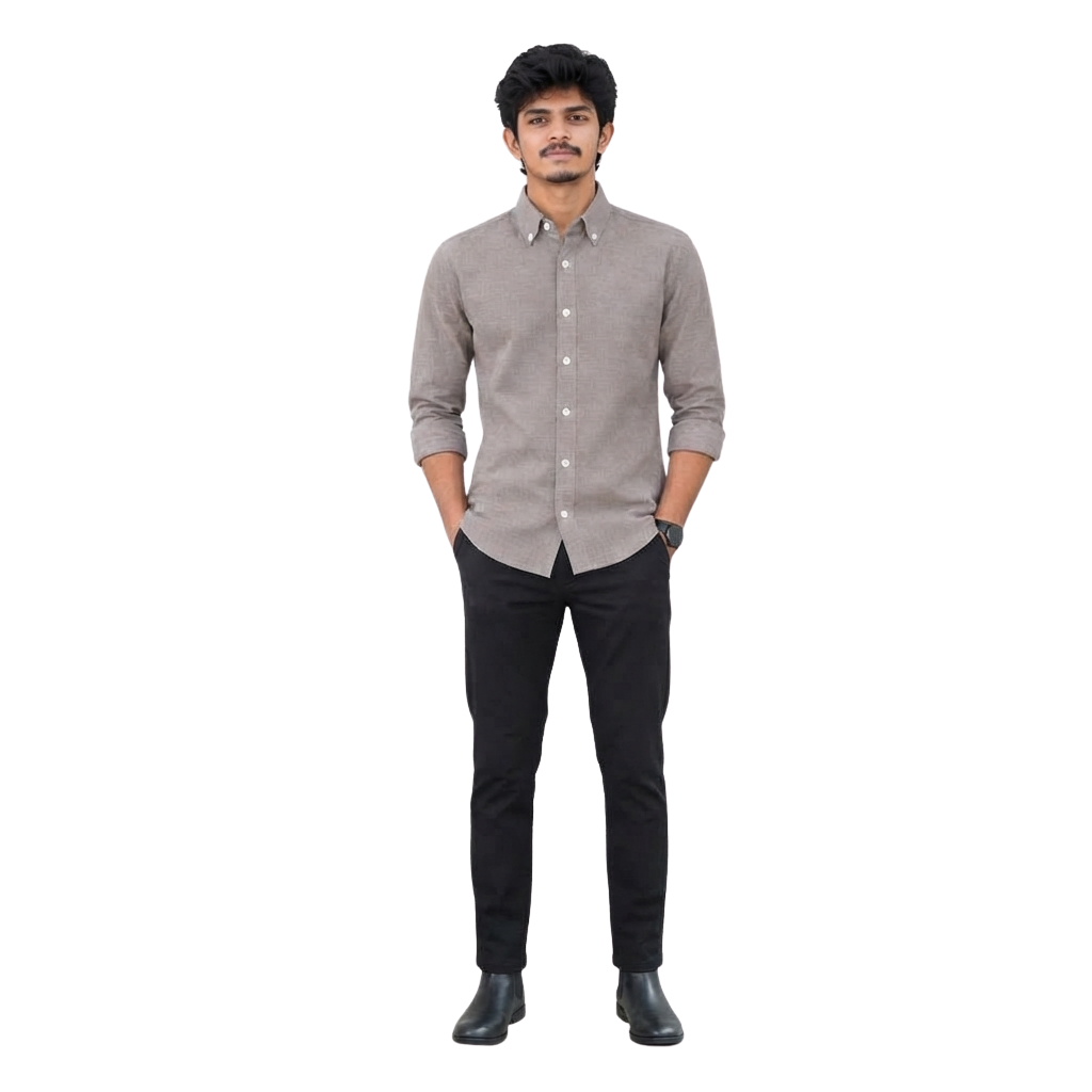 Men's Grey Linen Full Sleeve Shirt | Solid Textured Regular Fit Button-Down Shirt | Casual & Formal Wear
