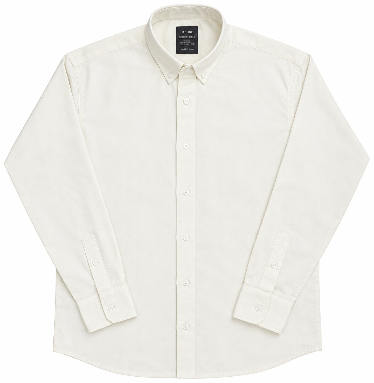 Men's Off White Full Sleeve Shirt | Solid Button Down Shirt | Regular Fit Formal & Casual Wear