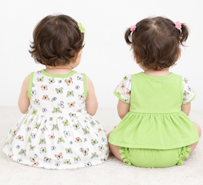Baby Girls Frock Combo Set of 2 with Bloomers |  Butterfly Printed Cotton Frocks | Cute Summer Dress Set for Baby Girls