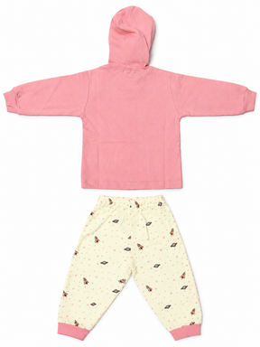 Baby Boy Cotton Hoodie Set with Printed Track Pants | Full Sleeve Hooded Jacket & Bottom Wear | Winter Wear Set