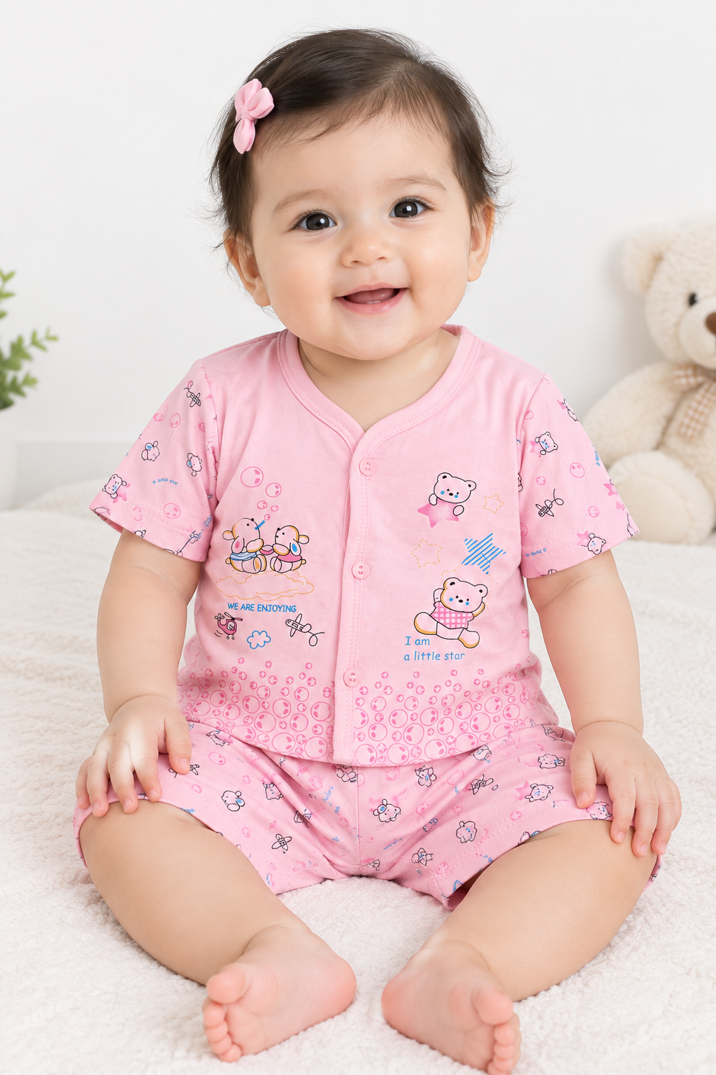 Baby Boys Cotton Dress Set with Printed Shirt & Shorts | Comfortable Casual Wear Outfit for Infants & Toddlers