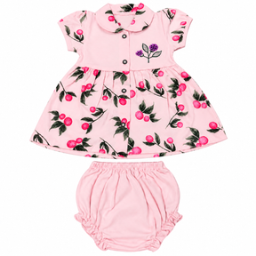 Baby Girls Cotton Frock with Matching Bloomer Shorts | Printed Party Wear Dress for Infants & Toddlers